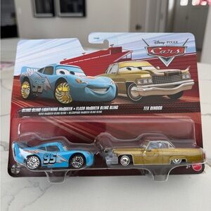 Disney Pixar Cars Diecast Set Blue Bling Bling McQueen & Tex Dinoco 1:55 NWT